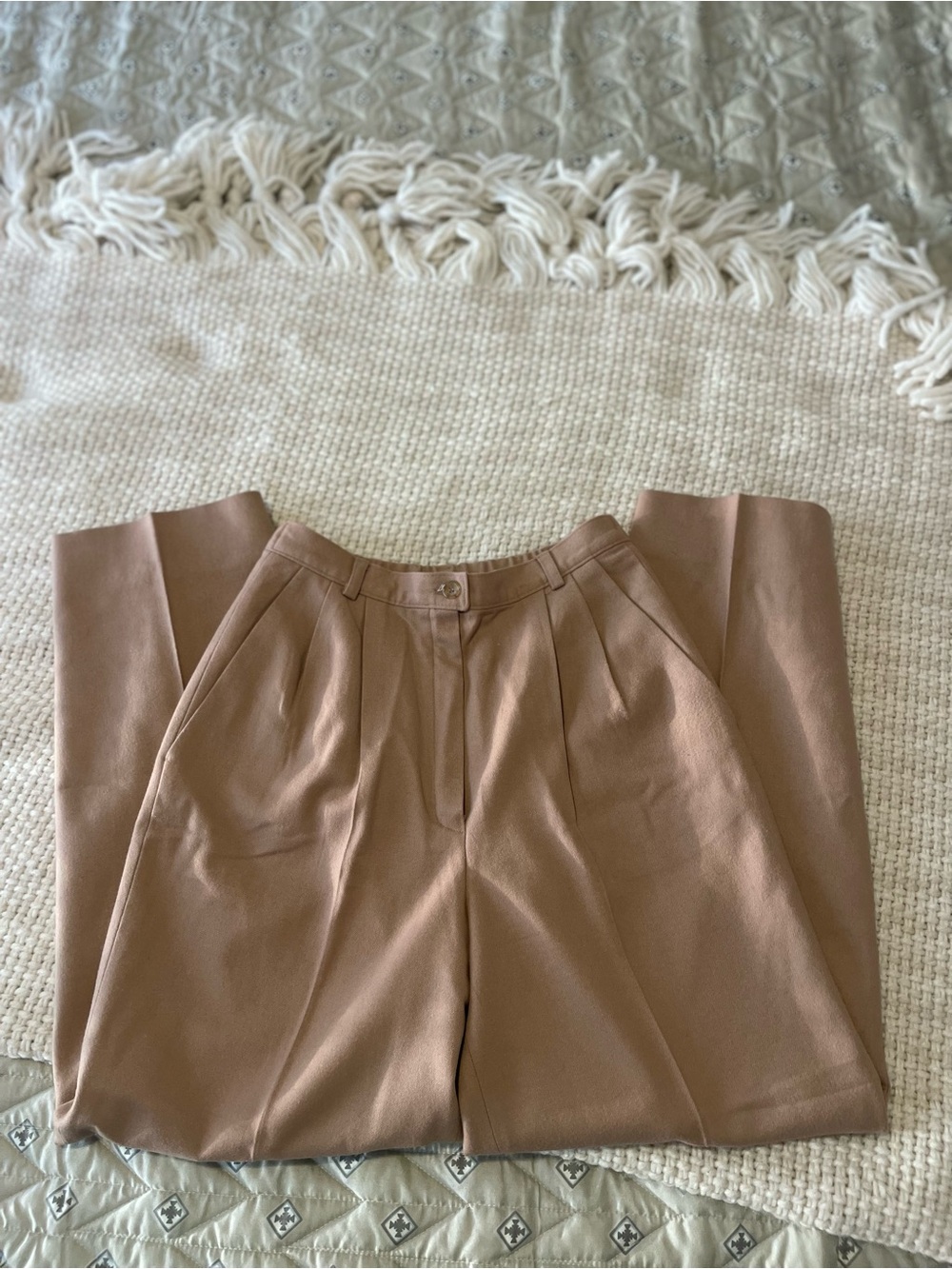 Pendleton High-Rise Camel Pleated Wool Trousers - Picture 8 of 9